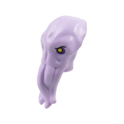 Minifigure, Head, Modified Alien Elongated, Point in Back with 4 Mouth Tentacles with Black Eyebrows, Yellow Eyes and Dark Purple Eye Shadow Pattern