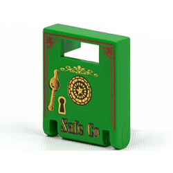 Container, Box 2 x 2 x 2 Door with Slot with Black and Gold Dial, Handle, Key Hole, and 'Safe Co' Pattern Container, Box 2 x 2 x 2 Door with Slot with Black and Gold Dial, Handle, Key Hole, and 'Safe Co' Pattern