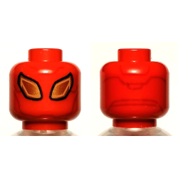 Minifigure, Head Alien with Large Gold Eyes with Black Outline, Dark Red Lines on Back Pattern