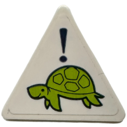 Road Sign 2 x 2 Triangle with Open O Clip with Lime Turtle and Exclamation Mark Pattern (Sticker) - Set 41446