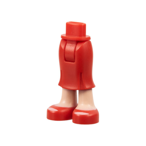 Деталь LEGO 92249c00pb01 Mini Doll Hips and Skirt Long, Light Nougat Legs and Red Open Toe Shoes Pattern - Thick Hinge