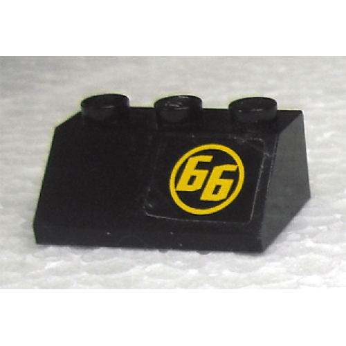 Деталь LEGO 3038pb08R Slope 45 2 x 3 with Yellow '66' in Yellow Circle Pattern Right (Sticker) - Set 8161