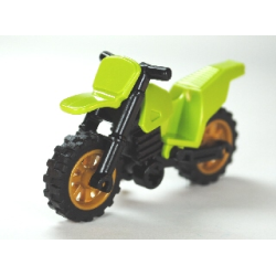 Motorcycle Dirt Bike with Black Chassis (Long Fairing Mounts) and Pearl Gold Wheels - Lime Motorcycle Dirt Bike with Black Chassis (Long Fairing Mounts) and Pearl Gold Wheels - Lime