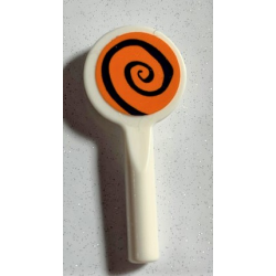 Minifigure, Utensil Signal Paddle with Dark Purple Spiral on Orange Background Pattern (Sticker) - Set 75978