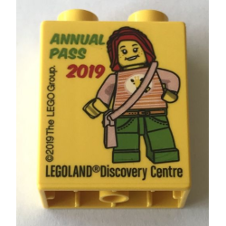 Duplo, Brick 1 x 2 x 2 with Girl Annual Pass 2019 LEGOLAND Discovery Centre Pattern