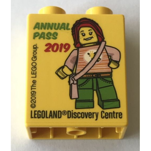 Деталь LEGO 4066pb747 Duplo, Brick 1 x 2 x 2 with Girl Annual Pass 2019 LEGOLAND Discovery Centre Pattern