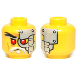 Minifigure, Head Alien with Red Eyes, Head Plates Pattern (Evil Wu)
