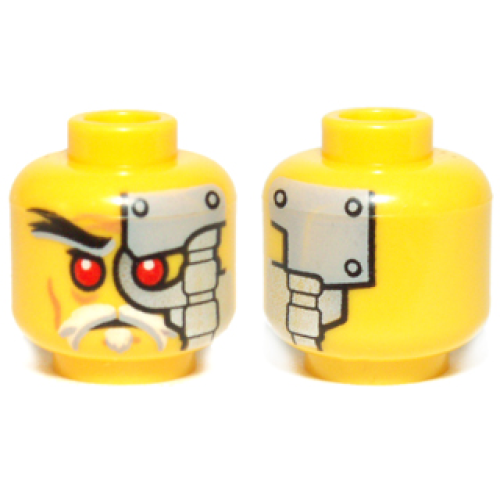 Деталь LEGO 3626pb1041 Minifigure, Head Alien with Red Eyes, Head Plates Pattern (Evil Wu)