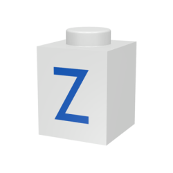 Brick 1 x 1 with Blue Capital Letter Z Pattern Brick 1 x 1 with Blue Capital Letter Z Pattern