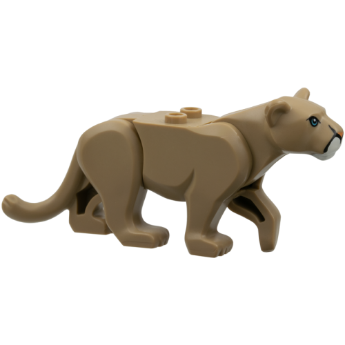 Деталь LEGO bb0787c01pb04 Cat, Large (Mountain Lion) with White Muzzle, Medium Azure Eyes and Nougat Nose Pattern