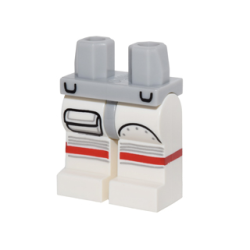 Hips and White Legs with Astronaut Spacesuit Panels, Pocket and Red Stripe Pattern