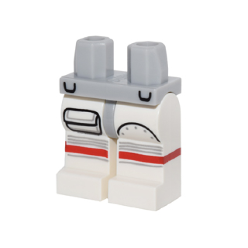Деталь LEGO 970c01pb39 Hips and White Legs with Astronaut Spacesuit Panels, Pocket and Red Stripe Pattern