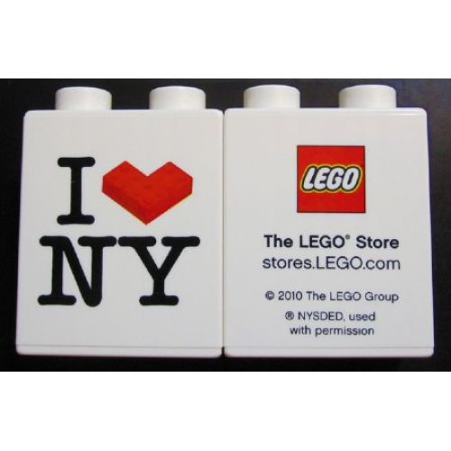 Деталь LEGO 4066pb374 Duplo, Brick 1 x 2 x 2 with I 'Brick' NY (New York) Pattern