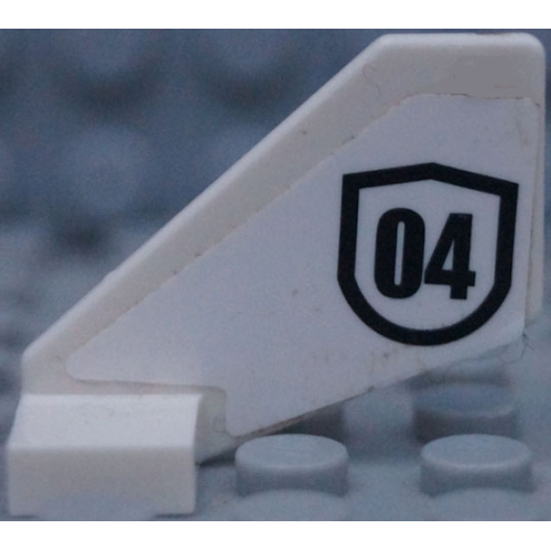 Деталь LEGO 44661pb030 Tail Shuttle, Small with Black Number 04 Pattern on Both Sides (Stickers) - Set 60131