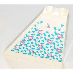 Slope 55 6 x 1 x 5 without Bottom Stud Holders with Dark Pink, Light Aqua and Medium Azure Mosaic Tiles Pattern Model Left Side (Sticker) - Set 41347 Slope 55 6 x 1 x 5 without Bottom Stud Holders with Dark Pink, Light Aqua and Medium Azure Mosaic Tiles Pattern Model Left Side (Sticker) - Set 41347