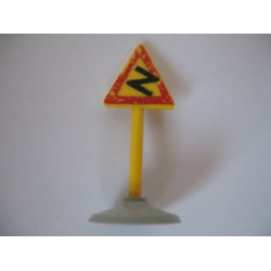 Road Sign with Post, Triangle with Curved Road without Arrow Pattern, Type 1 Base