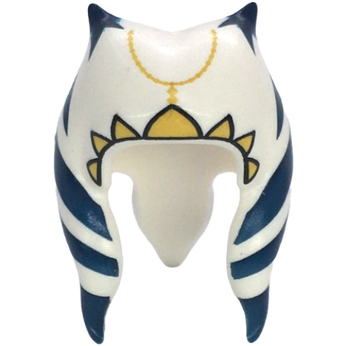 Деталь LEGO 4364pb03 Minifigure, Headgear Headdress SW Togruta Montrals Medium with Dark Blue Stripes, Gold Crown and Chain with Beads Pattern