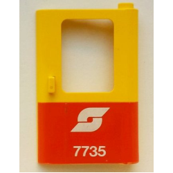 Door 1 x 4 x 5 Train Right, Thin Support at Bottom with Red Bottom Half and White Austrian Railways Logo '7735' Pattern (Sticker) - Set 7735 Door 1 x 4 x 5 Train Right, Thin Support at Bottom with Red Bottom Half and White Austrian Railways Logo '7735' Pattern (Sticker) - Set 7735