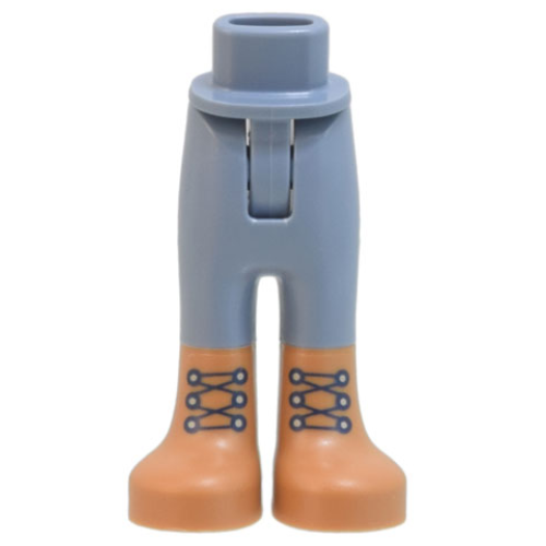 Деталь LEGO 67072c00pb004 Mini Doll Hips and Trousers with Back Pockets with Molded Medium Nougat Lower Legs / Boots and Printed Black Laces Pattern - Thin Hinge