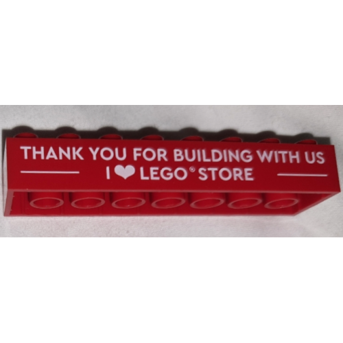 Деталь LEGO 3007pb18 Brick 2 x 8 with 'THANK YOU FOR BUILDING WITH US I HEART LEGO STORE' Pattern