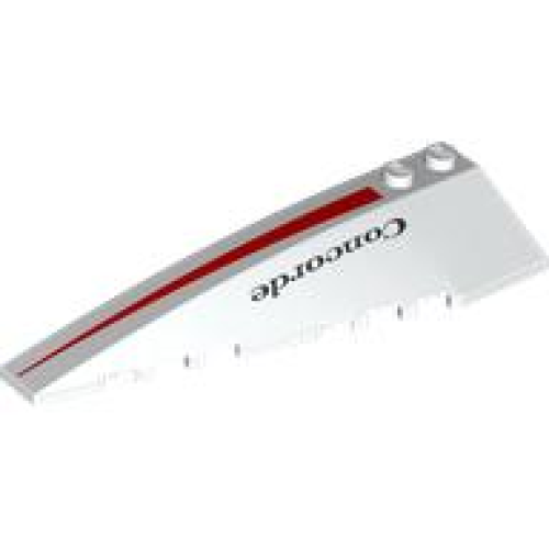 Деталь LEGO 50955pb054 Wedge 10 x 3 Left with Black 'Concorde' and Red Triangle / Tapered Stripe Pattern