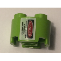 Brick, Round 2 x 2 with Axle Hole with 'DANGER' and 'ELECTRICAL EQUIPMENT AUTHORIZED PERSONNEL ONLY' Pattern Sideways (Sticker) - Set 10274