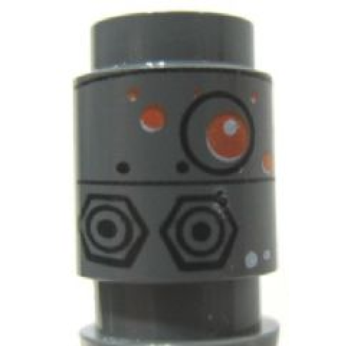 Деталь LEGO 3062pb040 Brick, Round 1 x 1 with SW IG-88 Head Pattern