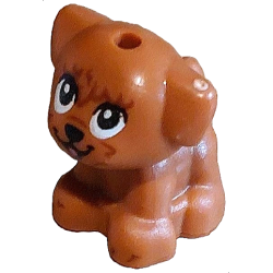 Dog, Friends Style, Puppy, Standing, Small with Black Nose and Mouth, Reddish Brown Hair, White Eyes and Bright Pink Tongue Pattern (Alma)