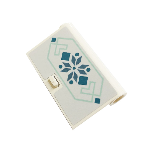 Деталь LEGO 58380pb17 Door 1 x 3 x 4 Right - Open Between Top and Bottom Hinge with Metallic Light Blue Snowflake, Squares and Lines Pattern (Sticker) - Set 43197