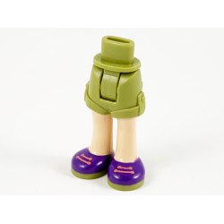 Mini Doll Hips and Shorts Folded Hem with Light Nougat Legs and Dark Purple Shoes with Olive Green Soles and Coral Laces Pattern - Thick Hinge Mini Doll Hips and Shorts Folded Hem with Light Nougat Legs and Dark Purple Shoes with Olive Green Soles and Coral Laces Pattern - Thick Hinge