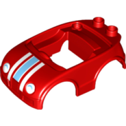Duplo Car Body with 2 Studs on Back and White Headlights with Shadow and Racing Stripes Pattern (fits over Car Base 2 x 4) Duplo Car Body with 2 Studs on Back and White Headlights with Shadow and Racing Stripes Pattern (fits over Car Base 2 x 4)