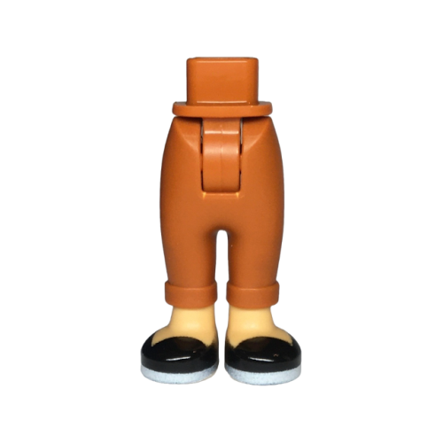 Деталь LEGO 100937c00pb005 Mini Doll Hips and Trousers with Back Pockets and Cuffs with Molded Medium Tan Ankles and Feet and Printed Black Shoes with White Soles Pattern - Thick Hinge