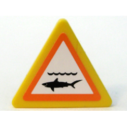 Road Sign 2 x 2 Triangle with Clip with Shark Infested Waters Pattern (Sticker) - Set 7739