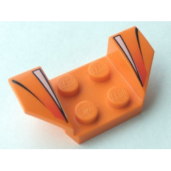 Vehicle, Mudguard 2 x 4 with Flared Wings with White Triangles, Black Curved Lines, Red Fade Pattern