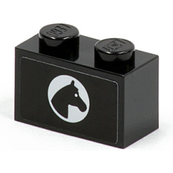 Brick 1 x 2 with Horse Head in White Circle Pattern Model Right Side (Sticker) - Set 7635 Brick 1 x 2 with Horse Head in White Circle Pattern Model Right Side (Sticker) - Set 7635