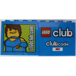 Brick 2 x 4 x 3 with LEGOclub.com and Max Pattern and clubcode on Reverse