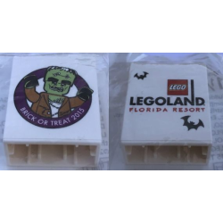 Duplo, Brick 1 x 2 x 2 with Brick or Treat 2015 LEGOLAND Florida Resort Monster Pattern Duplo, Brick 1 x 2 x 2 with Brick or Treat 2015 LEGOLAND Florida Resort Monster Pattern