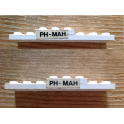 Stickered Assembly 8 x 2 x 2/3 with Black 'PH-MAH' Pattern on Both Sides (Stickers) - Set 1611-2 - 1 Plate 2 x 3, 1 Plate 2 x 8 Stickered Assembly 8 x 2 x 2/3 with Black 'PH-MAH' Pattern on Both Sides (Stickers) - Set 1611-2 - 1 Plate 2 x 3, 1 Plate 2 x 8