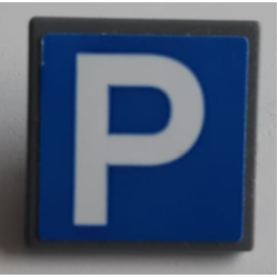 Road Sign 2 x 2 Square with Open O Clip with Parking Pattern (Sticker) - Set 60200