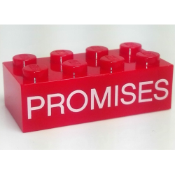 Brick 2 x 4 with White 'PROMISES' Pattern