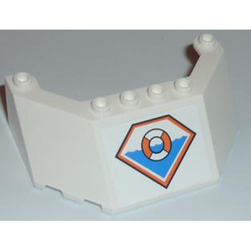 Деталь LEGO 62576pb01 Windscreen 5 x 8 x 2 with Coast Guard Logo Pattern (Sticker) - Set 7739