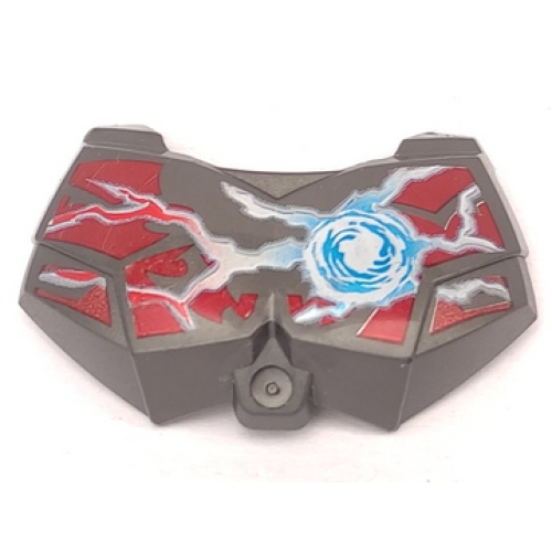 Деталь LEGO 98603pb006 Large Figure Chest Armor Small with Chi and Dark Red (Wolf) Pattern