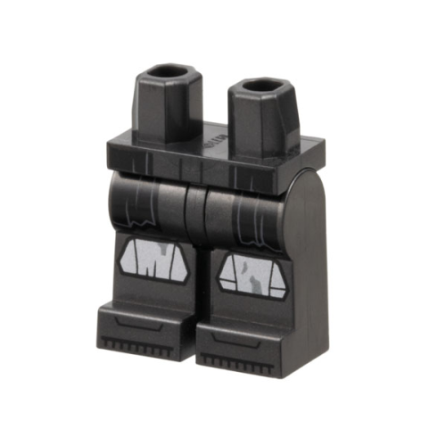 Деталь LEGO 970c00pb1680 Hips and Legs with Black Coattails, Silver Knee Pads, Dark Silver Smudges Pattern
