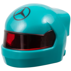 Minifigure, Headgear Helmet Formula 1 with Molded Trans-Red Visor and Printed Black Mercedes Logo Pattern Minifigure, Headgear Helmet Formula 1 with Molded Trans-Red Visor and Printed Black Mercedes Logo Pattern