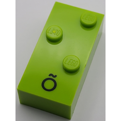 Brick, Braille 2 x 4 with 3 Studs with Black Capital Letter O with Tilde (Õ) Pattern (dots-246 ⠪) (Portuguese) Brick, Braille 2 x 4 with 3 Studs with Black Capital Letter O with Tilde (Õ) Pattern (dots-246 ⠪) (Portuguese)