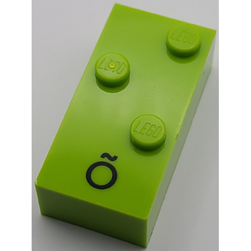 Деталь LEGO 65548pb03 Brick, Braille 2 x 4 with 3 Studs with Black Capital Letter O with Tilde (Õ) Pattern (dots-246 ⠪) (Portuguese)