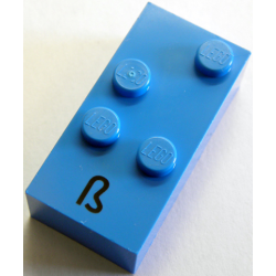 Brick, Braille 2 x 4 with 4 Studs with Black Lowercase Letter Sharp s (ß) Pattern (dots-2346 ⠮) (German)