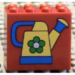 Brick 2 x 4 x 3 with Yellow Watering Can with Blue Handle and Green Flower Pattern