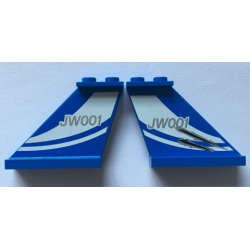 Tail 4 x 1 x 3 with White Curved Stripes and 'JW001' on Blue Background Pattern on Both Sides (Stickers) - Set 75915 Tail 4 x 1 x 3 with White Curved Stripes and 'JW001' on Blue Background Pattern on Both Sides (Stickers) - Set 75915