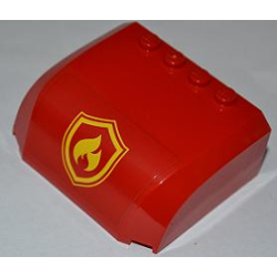 Windscreen 5 x 6 x 2 Curved Top Canopy with 4 Studs with Yellow and Red Fire Logo Badge Pattern (Sticker) - Set 4430 Windscreen 5 x 6 x 2 Curved Top Canopy with 4 Studs with Yellow and Red Fire Logo Badge Pattern (Sticker) - Set 4430